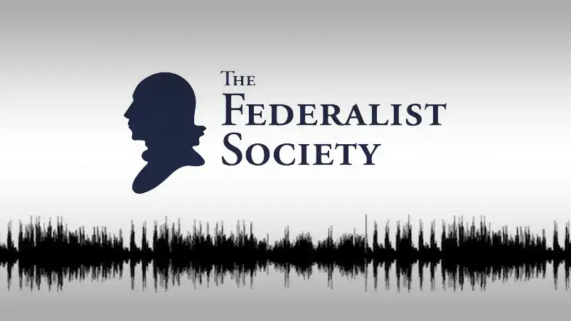 overlay image of the federalist society radio show for interview with aaron siri discussing civil rights in regards to vaccine mandates