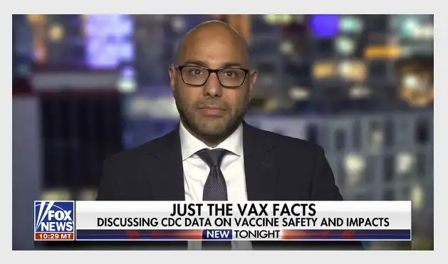 video overlay image of aaron siri on fox news discussing obtaining v-safe data