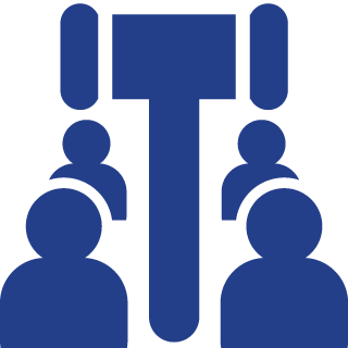 icon-class-action icon of gavel and people, used to represent class actions practice