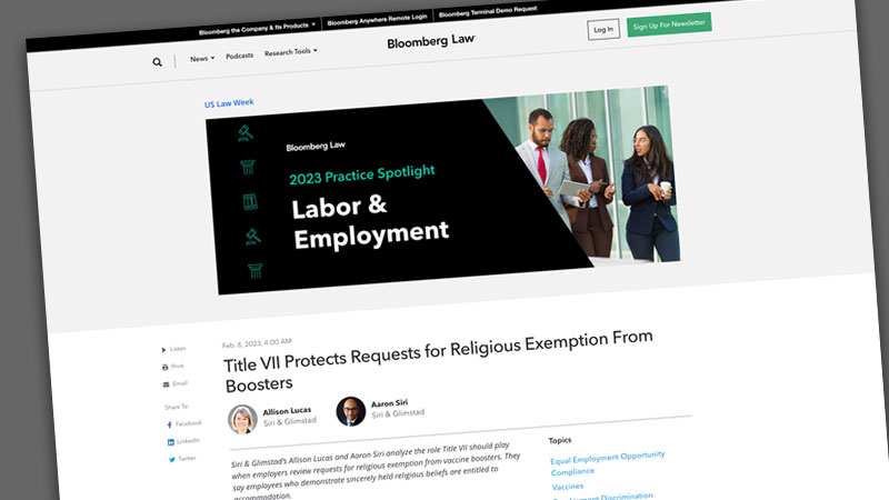 image of bloomberg law webpage featuring aaron siri and allison lucas