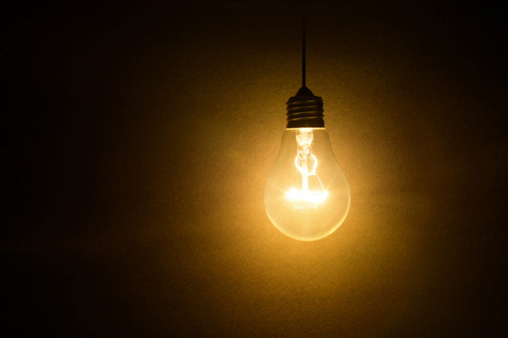 glowing light bulb