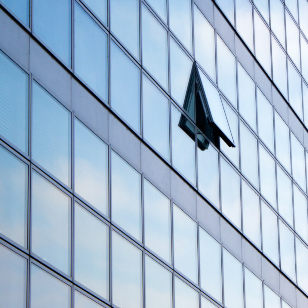 Windows in a modern office building