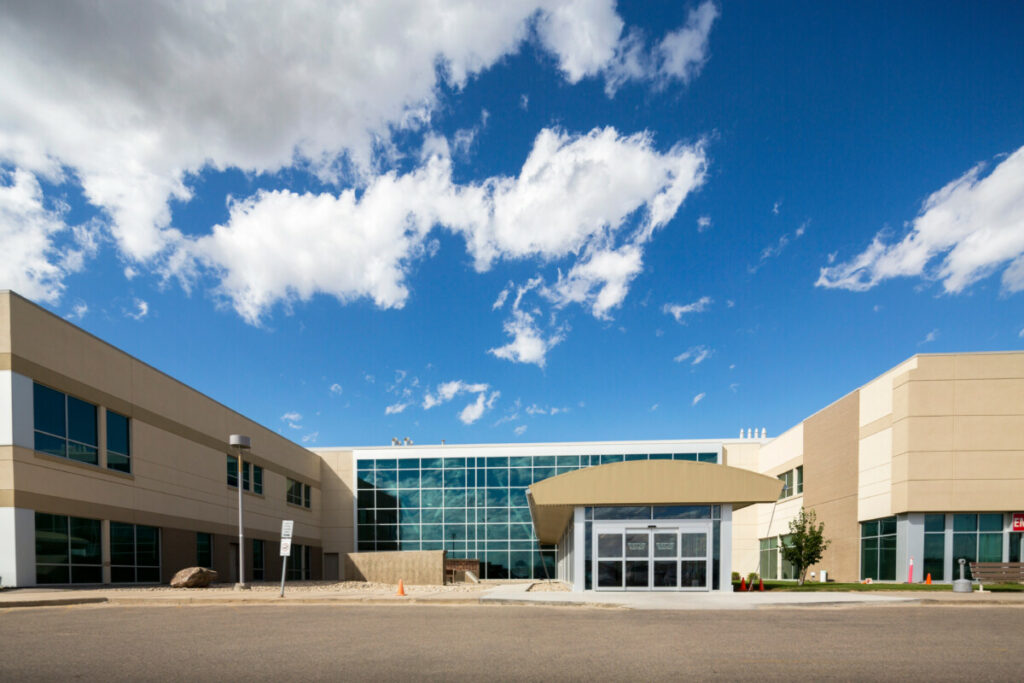 Outside of hospital building.