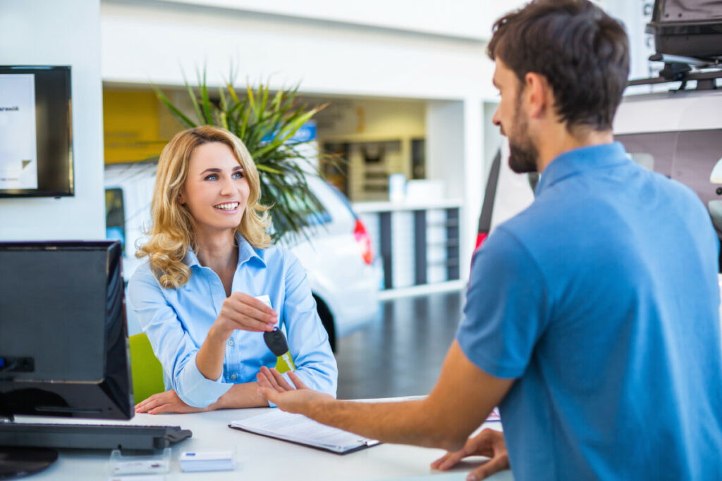 woman renting car