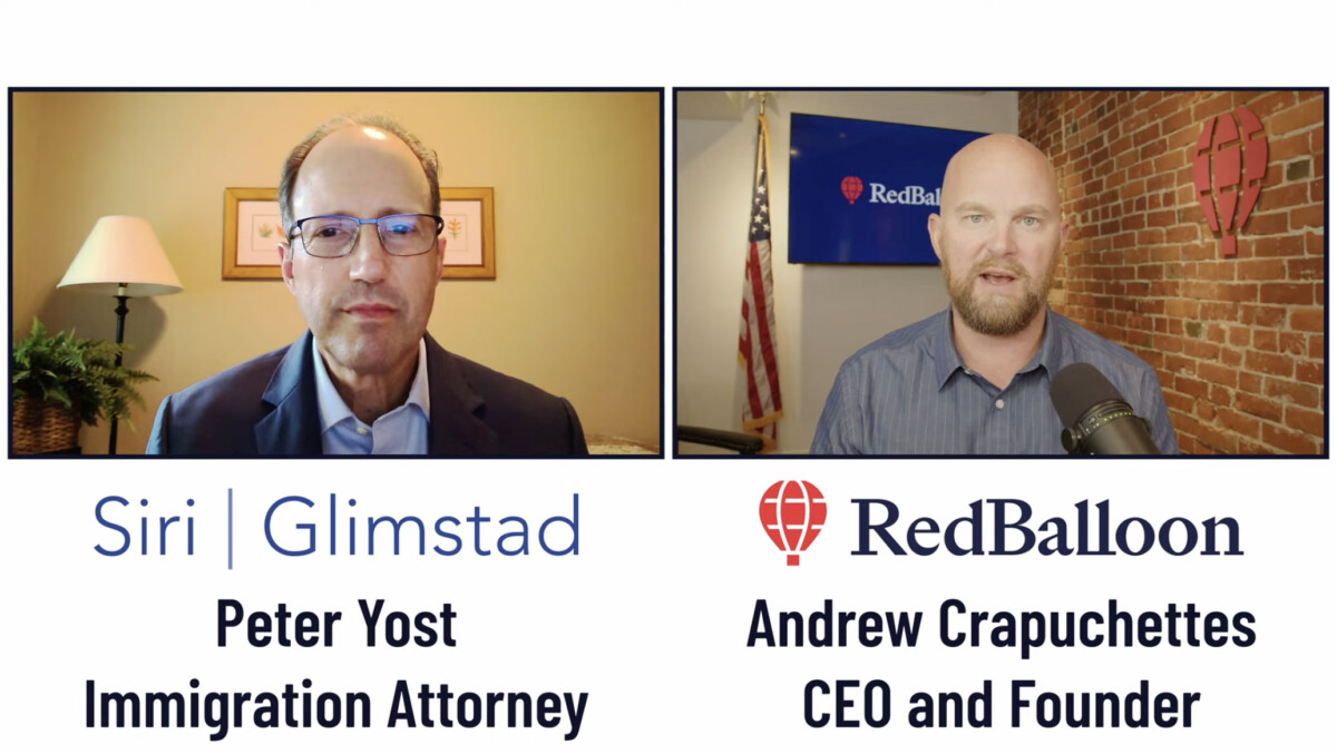 video overlay image of red balloon interview with peter yost and andrew crapuchettes