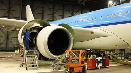 thumbnail of airplane undergoing maintenance