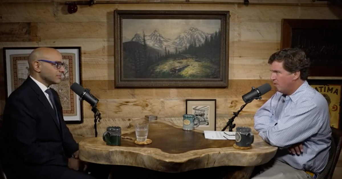 image of aaron siri as a guest on tucker carlson discussing vaccines and the new york times
