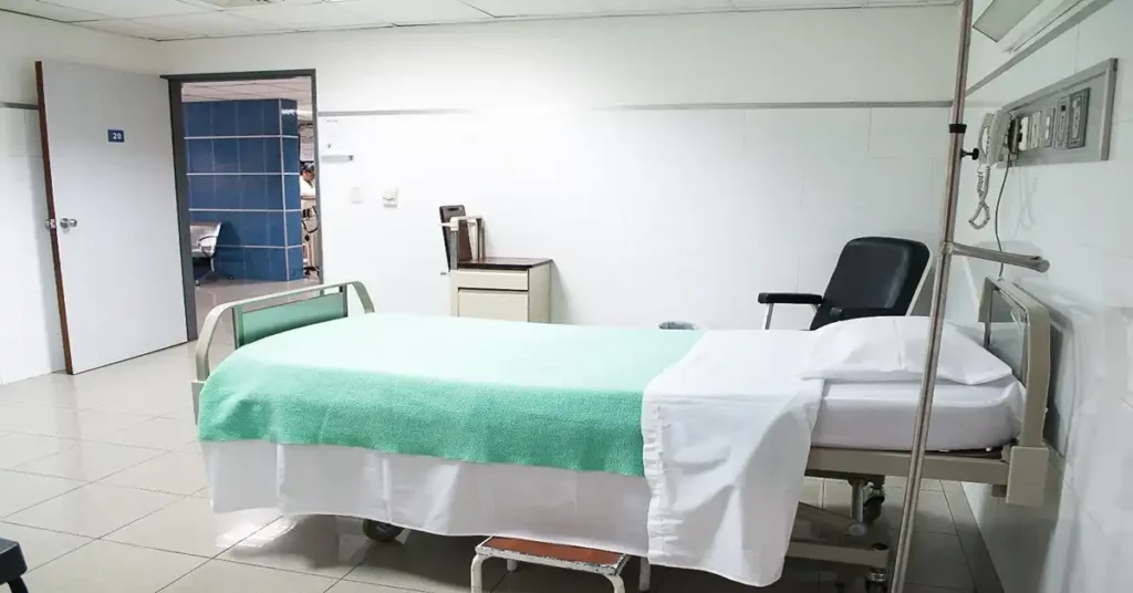 image of an empty hospital bed representing hosptial acquired infection