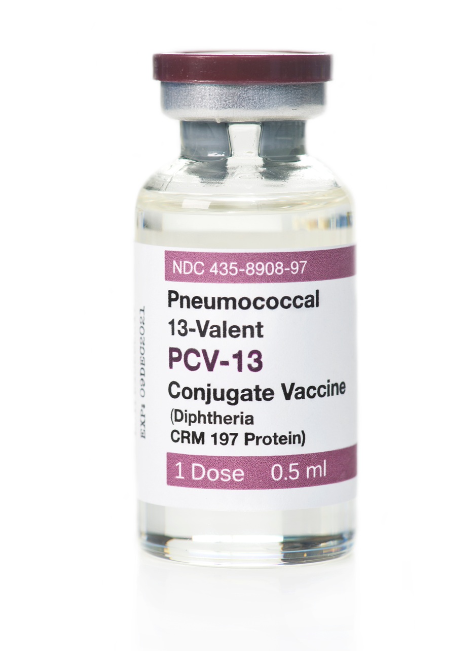 Pneumococcal PCV-13 conjugate vaccine vial used for pneumococcal immunization